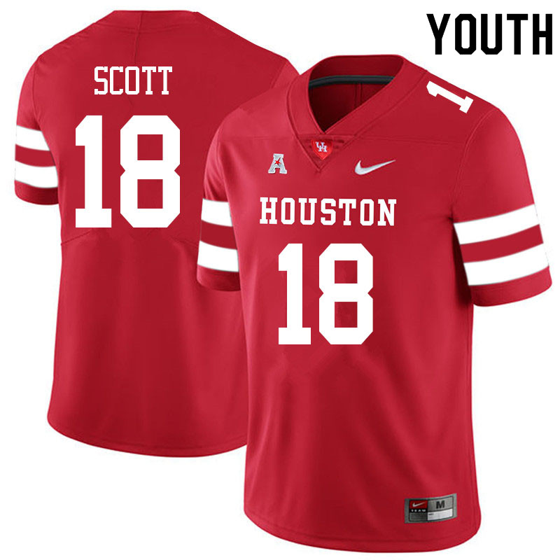 Youth #18 Kam Scott Houston Cougars College Football Jerseys Sale-Red - Click Image to Close
